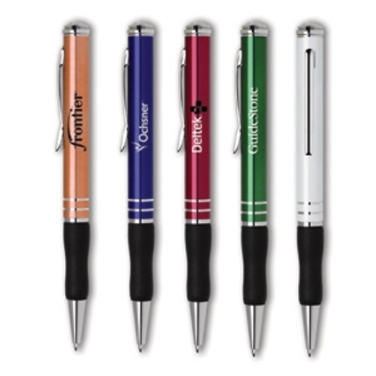 Aluminum Twist Action Ballpoint Pen w/Grip Assorted